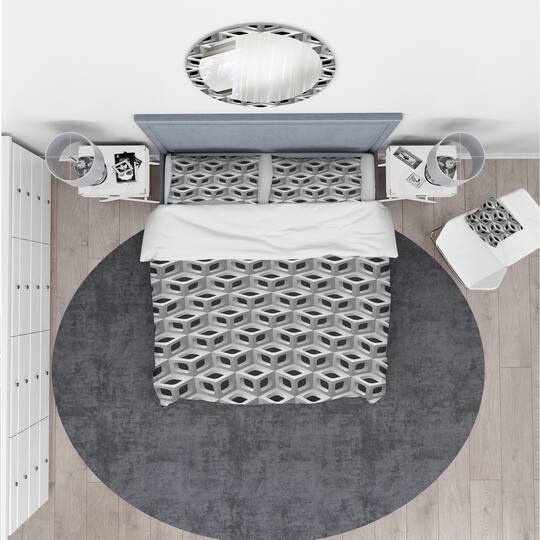 Designart '3D Lattice Pattern' Scandinavian Bedding Set - Duvet Cover & Shams